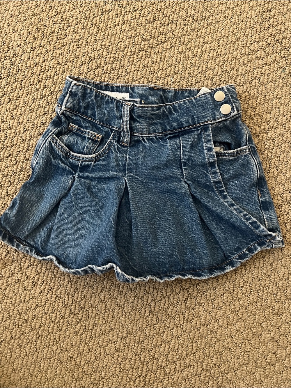 Zara Girls' Pleated Denim Skirt 6-7y